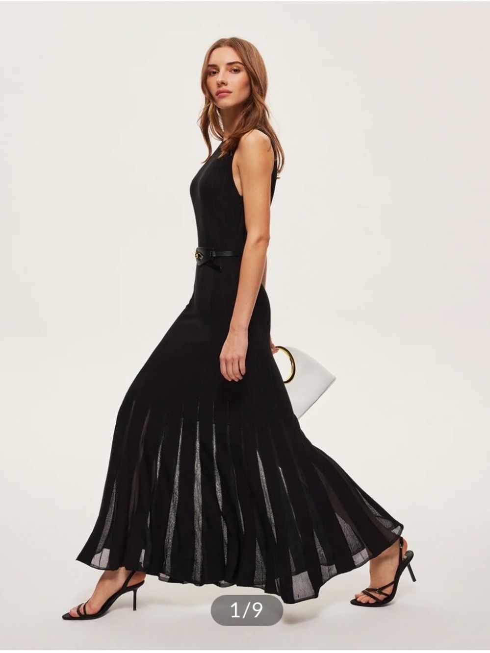 Commense Black Sleeveless Maxi  Semi Sheer Flared Dress